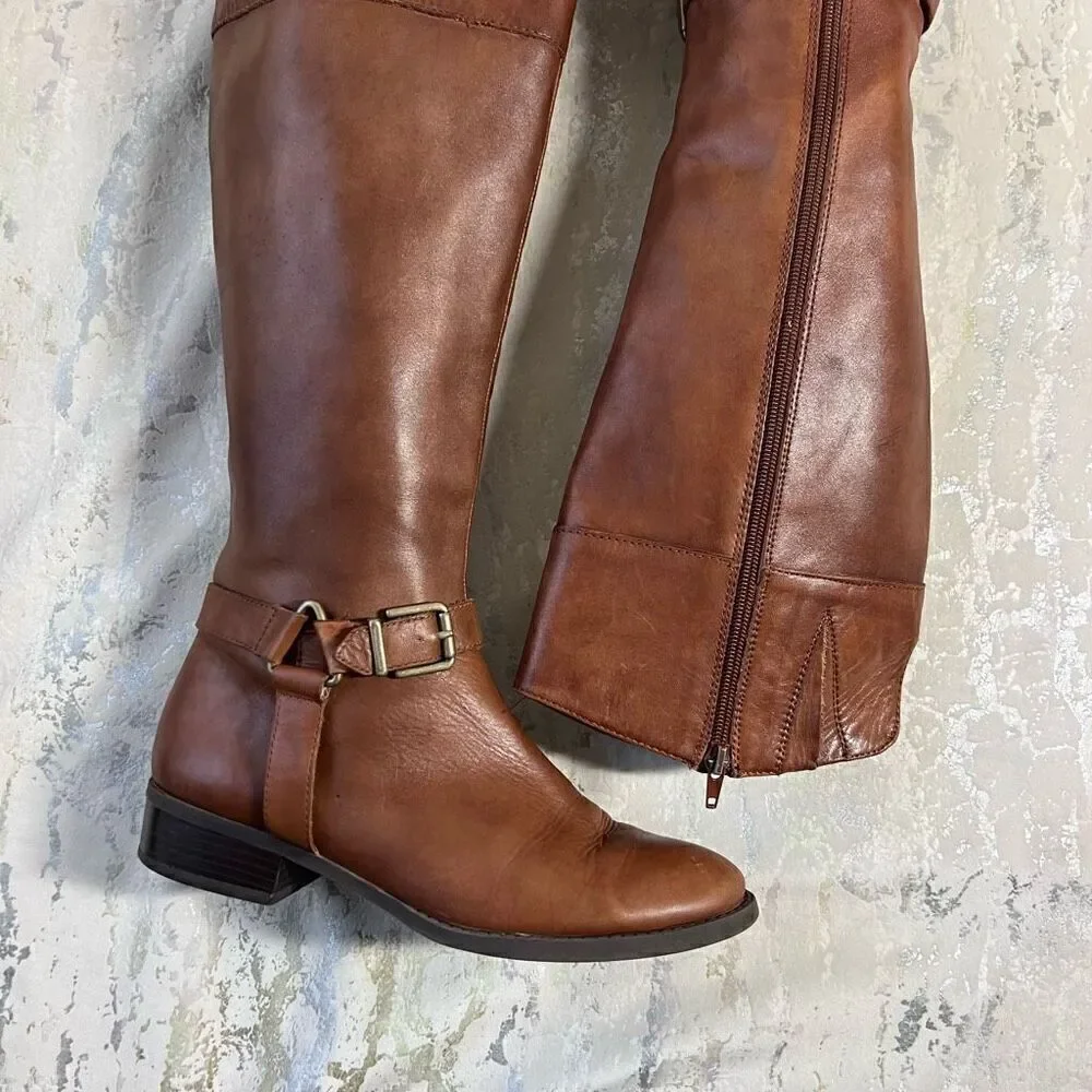 INC International Concepts British tan Leather Riding Boots